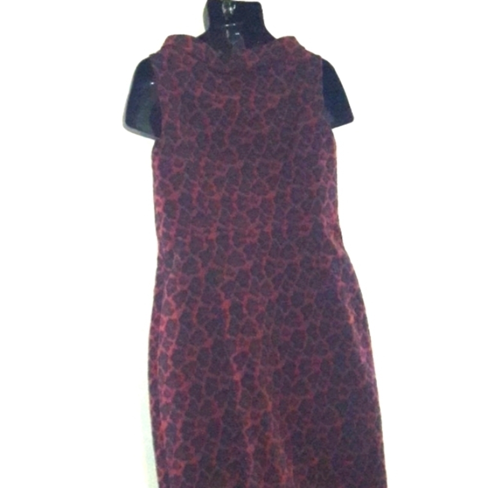 Stunning Anne Klein Maroon Leopard Print Dress, 14 - Picture 7 of 8